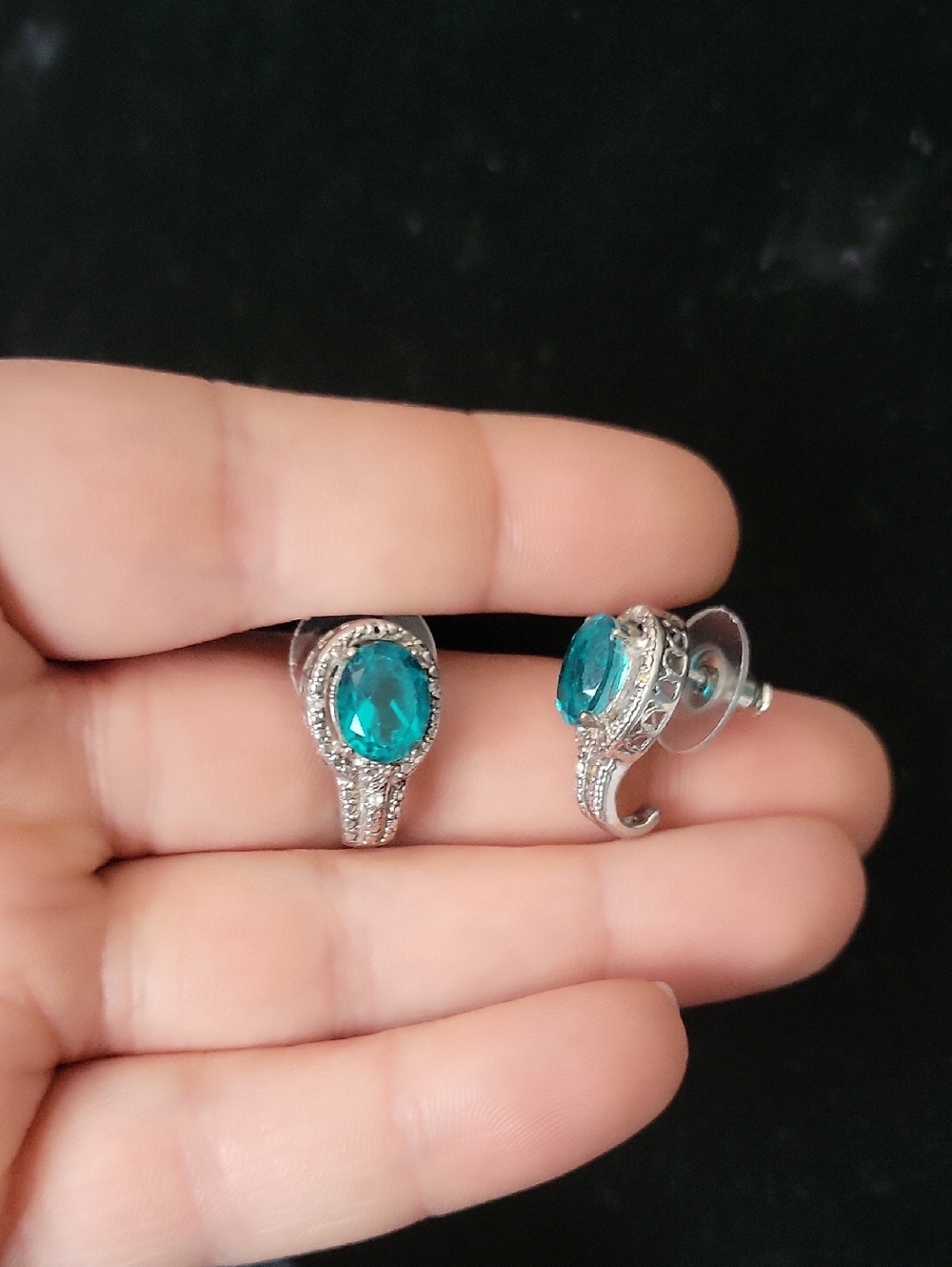 NWOT Blue Quartz J-Hoop Earrings